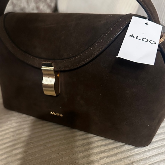 Aldo Dark Brown Suede Shoulder Bag - Picture 4 of 4